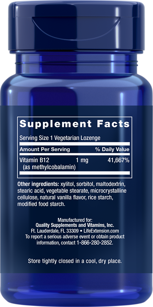 
    Vitamin B12 Methylcobalamin, 1 มก., 60 เม็ดอมมังสวิรัติ