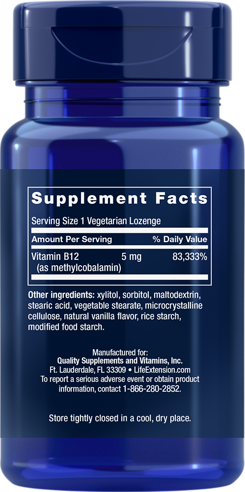 
    Vitamin B12 Methylcobalamin, 5 มก., 60 เม็ดอมมังสวิรัติ